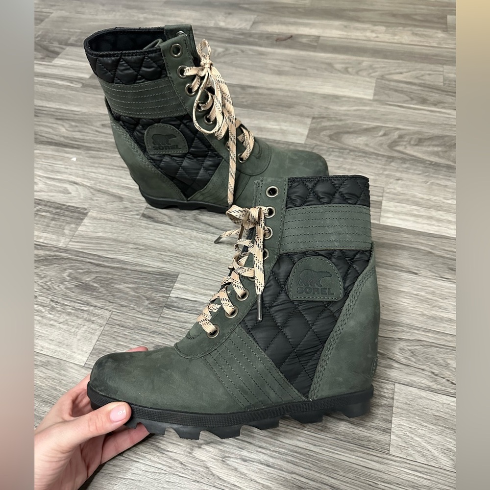 Sorel Lexie Wedge Quilted Bootie Dark Slate 8.5